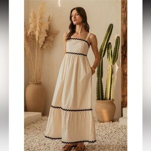 Cream and Black Maxi Dress